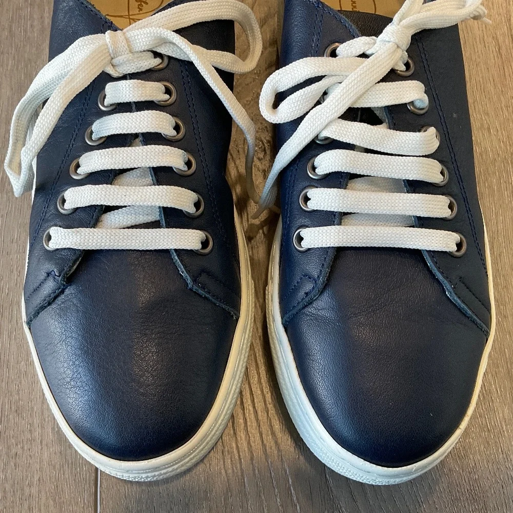 JENNIFER TATTANELLI Blue Leather Athletic Shoes Bow Size EU 36 US 5.5